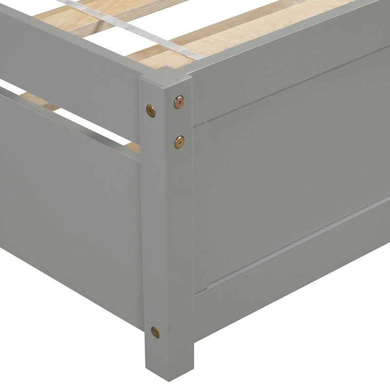 Twin Pine Platform Bed with Trundle & Slat Headboard