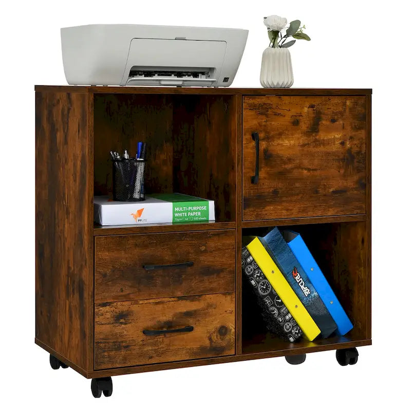 Costway File Cabinet Mobile Lateral Printer Stand with Storage Shelves