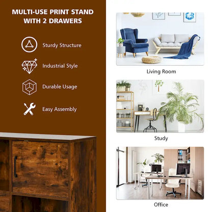 Costway File Cabinet Mobile Lateral Printer Stand with Storage Shelves