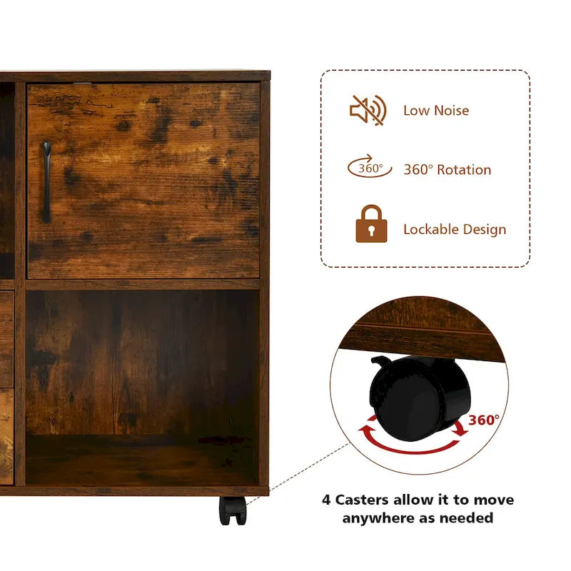 Costway File Cabinet Mobile Lateral Printer Stand with Storage Shelves