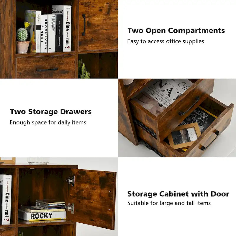 Costway File Cabinet Mobile Lateral Printer Stand with Storage Shelves