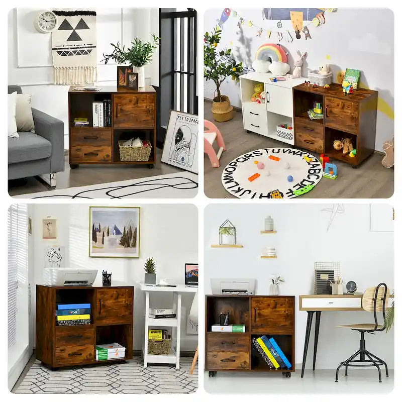 Costway File Cabinet Mobile Lateral Printer Stand with Storage Shelves