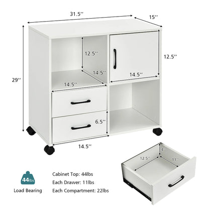 Costway File Cabinet Mobile Lateral Printer Stand with Storage Shelves