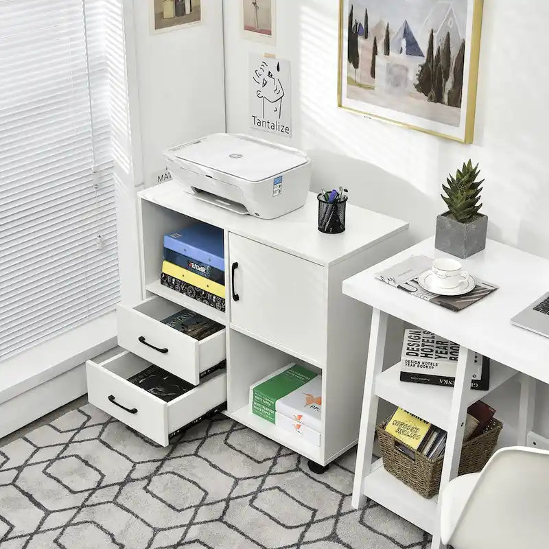 Costway File Cabinet Mobile Lateral Printer Stand with Storage Shelves