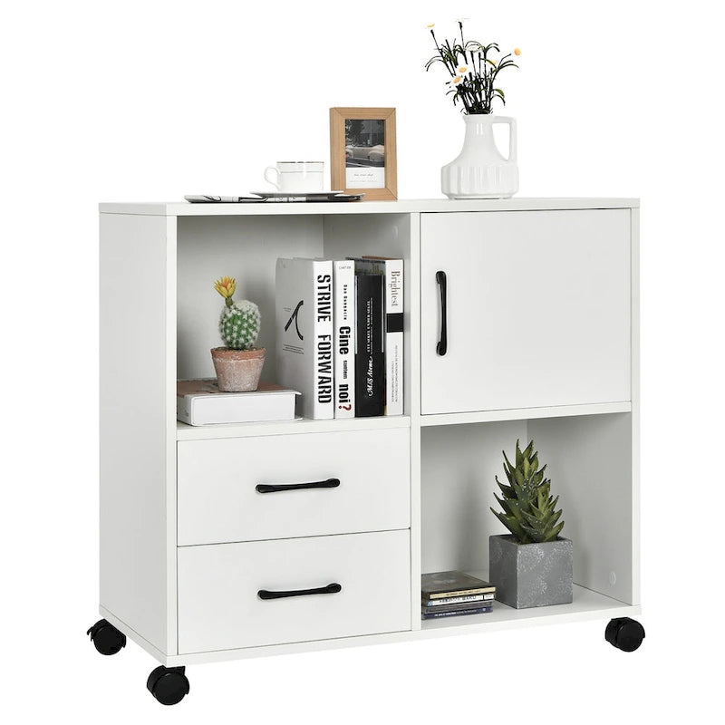 Costway File Cabinet Mobile Lateral Printer Stand with Storage Shelves