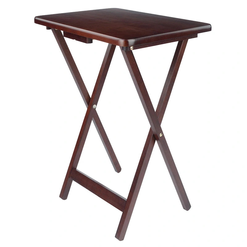 Set of 4 Rich Antique Walnut Folding Single Snack Tables 25.75