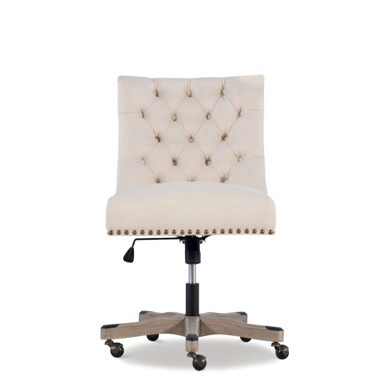 Solid Adjustable Plush Tufted Office Chair - 41.5 - Beige and Gray