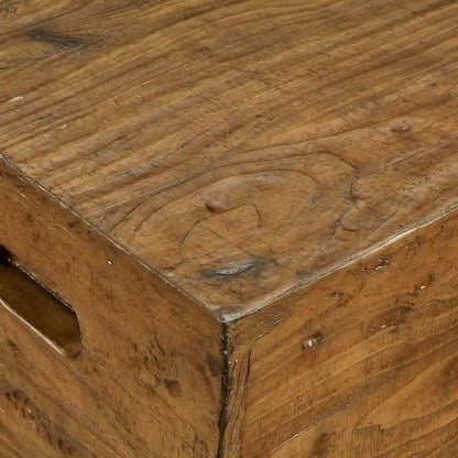 Hagen Rustic Square Wood Crate Side Table