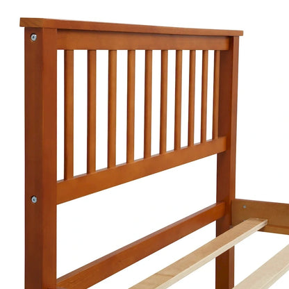 Wood Platform Bed with Open-slatted Headboard and Footboard