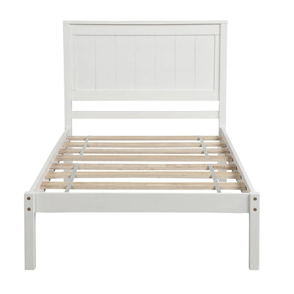 Platform Bed Frame with Headboard, Wood Slat Support