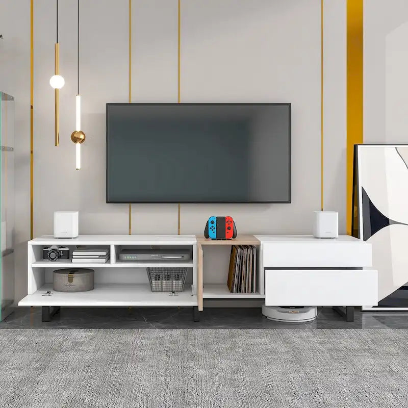 Modern TV Stand for 80 TV with Double Storage Space