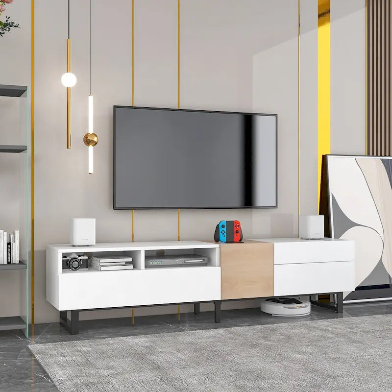 Modern TV Stand for 80 TV with Double Storage Space