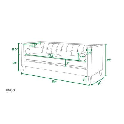 Jack 84 Modern Upholstered Tufted Tuxedo Sofa