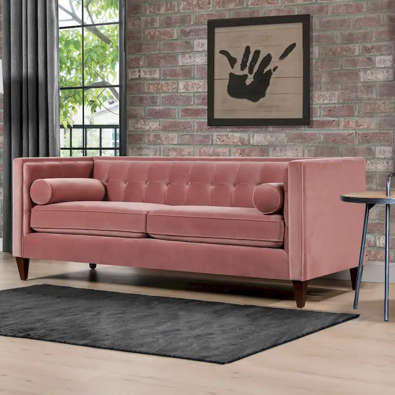 Jack 84 Modern Upholstered Tufted Tuxedo Sofa