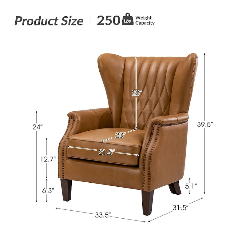 Xaver Traditional Genuine Leather Armchair With Solid Wood Legs by HULALA HOME