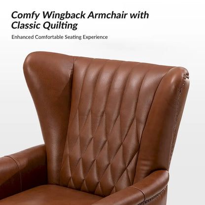 Xaver Traditional Genuine Leather Armchair With Solid Wood Legs by HULALA HOME