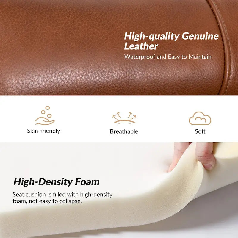 Xaver Traditional Genuine Leather Armchair With Solid Wood Legs by HULALA HOME