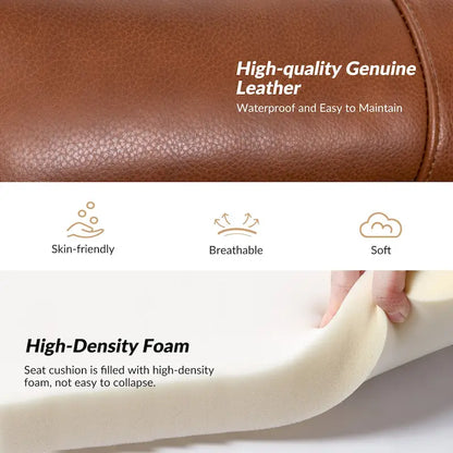 Xaver Traditional Genuine Leather Armchair With Solid Wood Legs by HULALA HOME