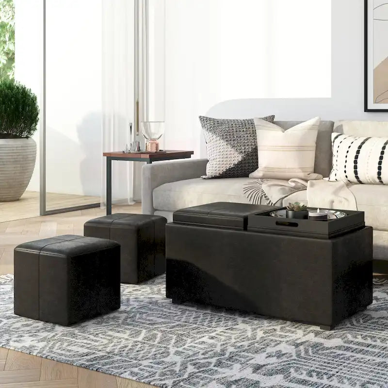 WYNDENHALL Franklin Upholstered 3-piece Ottoman Set