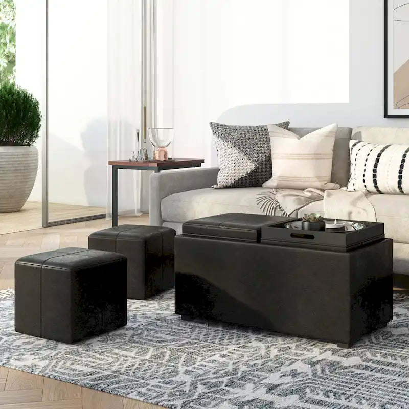 WYNDENHALL Franklin Upholstered 3-piece Ottoman Set