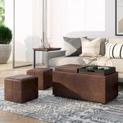 WYNDENHALL Franklin Upholstered 3-piece Ottoman Set