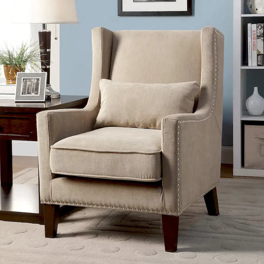 Zema Contemporary Flannelette Padded Nailhead Accent Chair by Furniture of America