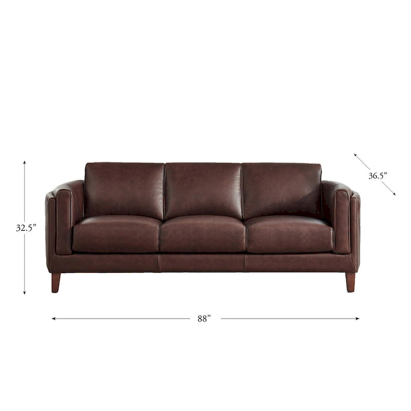 Hydeline Maui Top Grain Leather Sofa and Loveseat Set With Feather, Memory Foam and Springs