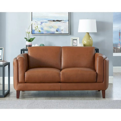 Hydeline Maui Top Grain Leather Sofa and Loveseat Set With Feather, Memory Foam and Springs