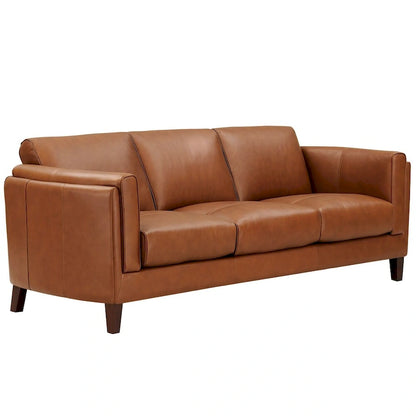 Hydeline Maui Top Grain Leather Sofa and Loveseat Set With Feather, Memory Foam and Springs