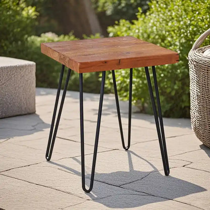 Greenage Wood End Table with Iron Legs
