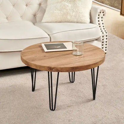 Greenage Wood End Table with Iron Legs