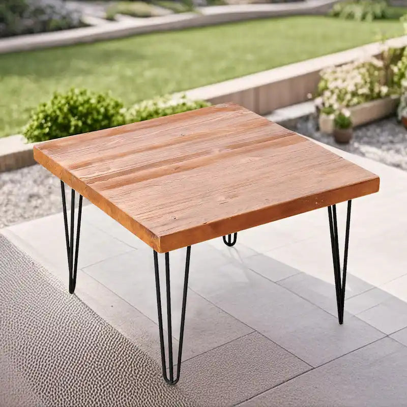 Greenage Wood End Table with Iron Legs