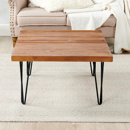 Greenage Wood End Table with Iron Legs