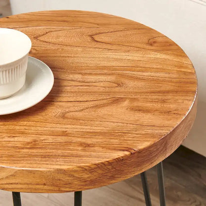 Greenage Wood End Table with Iron Legs