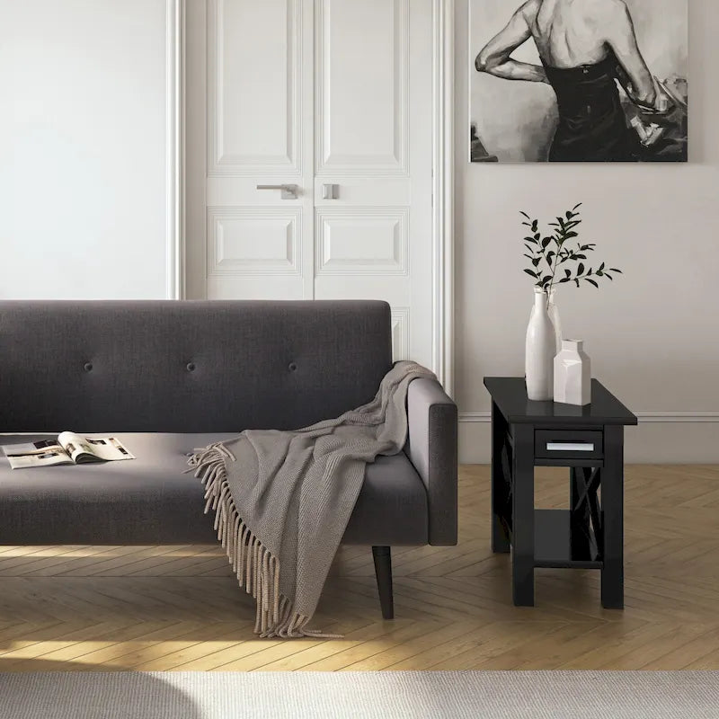 WYNDENHALL Waterloo SOLID WOOD 14 inch Wide Rectangle Contemporary Narrow Side Table - 14 inch Wide