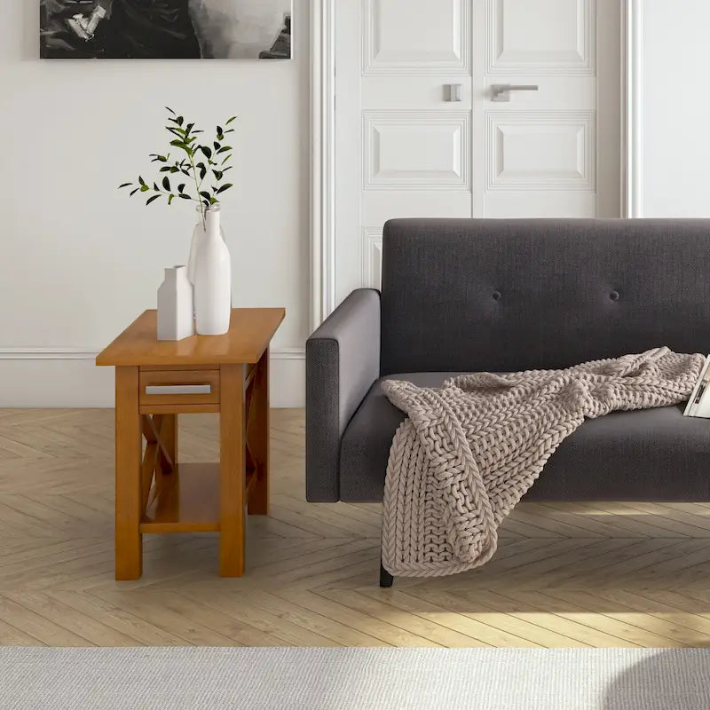 WYNDENHALL Waterloo SOLID WOOD 14 inch Wide Rectangle Contemporary Narrow Side Table - 14 inch Wide