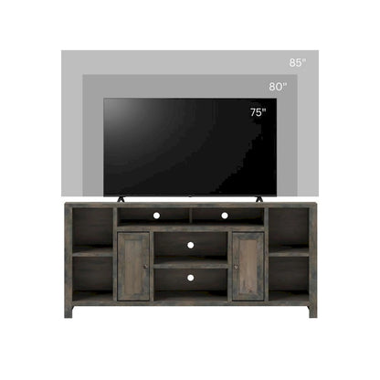 Bridgevine Home Joshua Creek 74 inch TV Stand Console for TVs up to 85 inches, No Assembly Required, Barnwood Finish