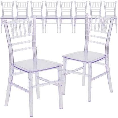 Kids Resin Stacking Chiavari Chairs for Formal Events (Set of 10)