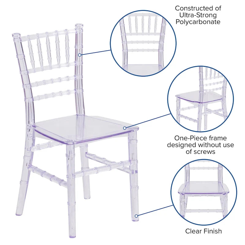 Kids Resin Stacking Chiavari Chairs for Formal Events (Set of 10)