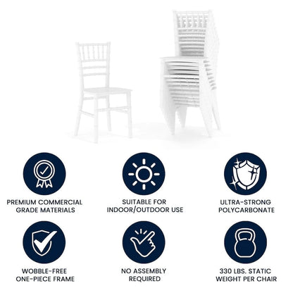Kids Resin Stacking Chiavari Chairs for Formal Events (Set of 10)