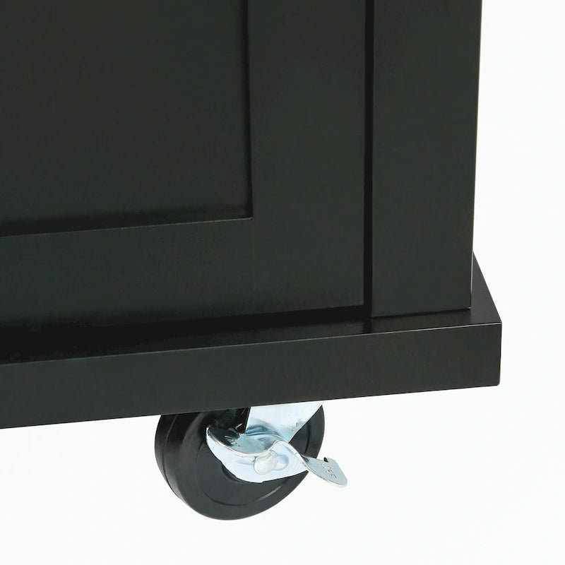 Kitchen Cart with 5 Wheels with Storage Cabinet and 3 Drawers