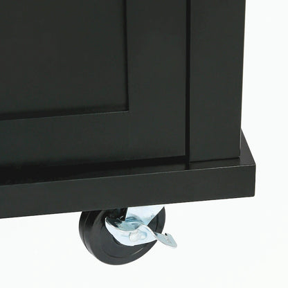 Kitchen Cart with 5 Wheels with Storage Cabinet and 3 Drawers