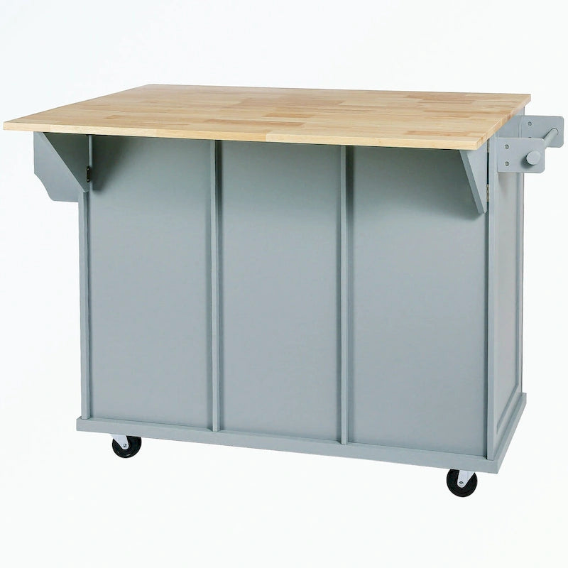 Kitchen Cart with 5 Wheels with Storage Cabinet and 3 Drawers