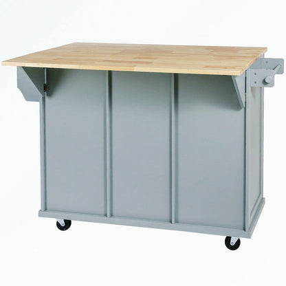 Kitchen Cart with 5 Wheels with Storage Cabinet and 3 Drawers