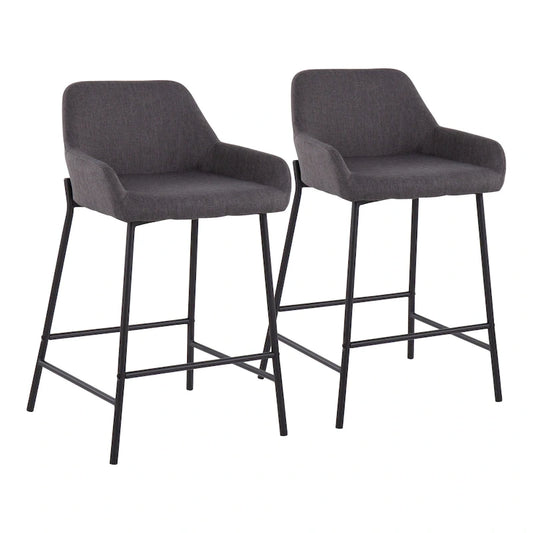 Carbon Loft Galotti Black Fixed-Height Upholstered Counter Stool - Set of 2