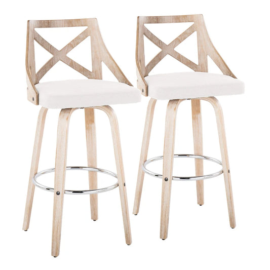 The Gray Barn Charlotte 30 Fixed-Height Bar Stool with Bent Wood Legs (Set of 2)