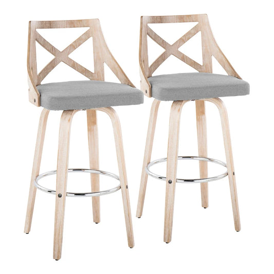The Gray Barn Charlotte 30 Fixed-Height Bar Stool with Bent Wood Legs (Set of 2)