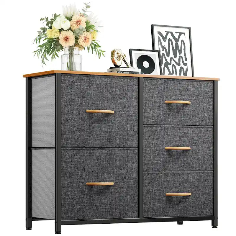 5-drawers Furniture Storage Chest Grey Dresser Organizer