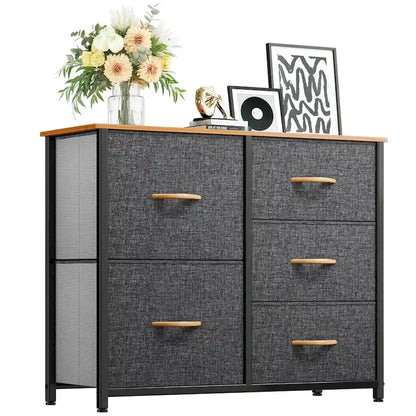 5-drawers Furniture Storage Chest Grey Dresser Organizer