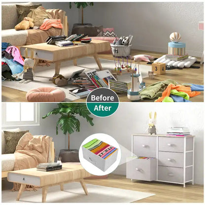 5-drawers Furniture Storage Chest Grey Dresser Organizer